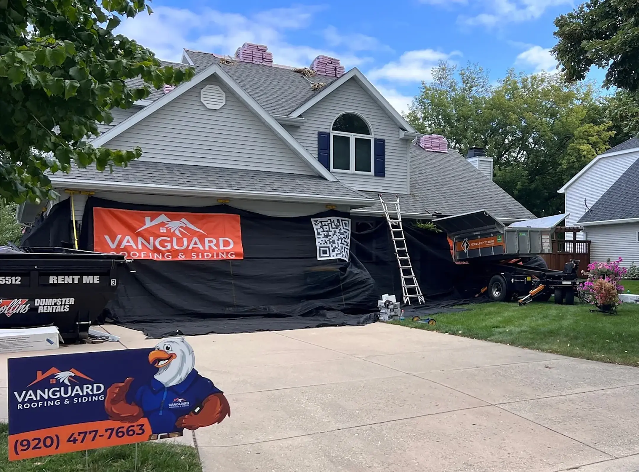 hero-roof project in progress-vanguard roofing and siding-stevens point