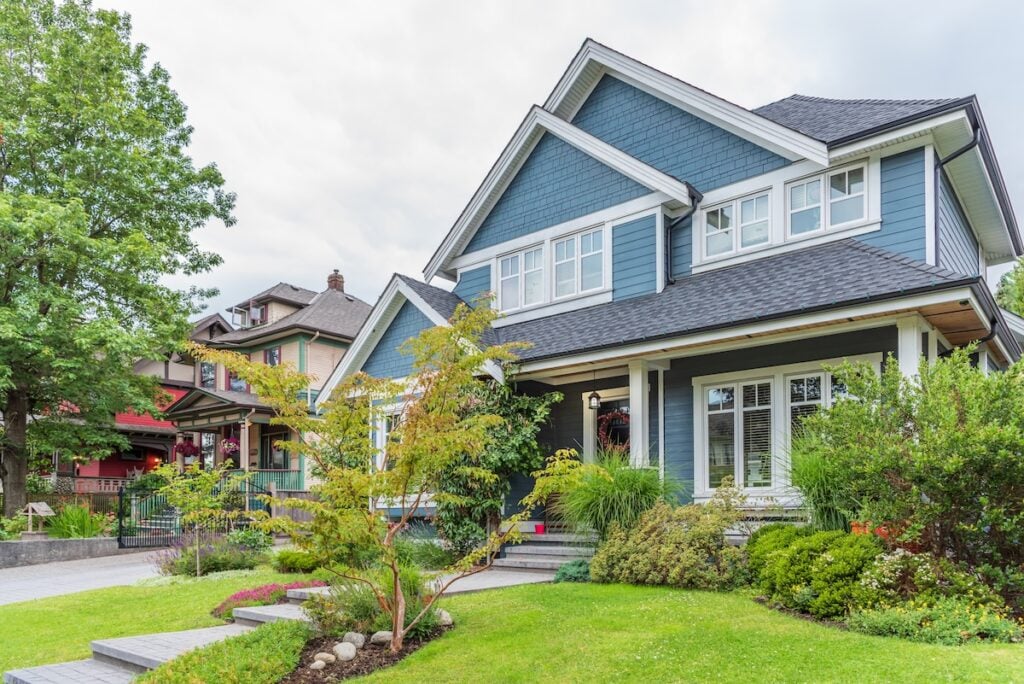 blue certainteed siding on house