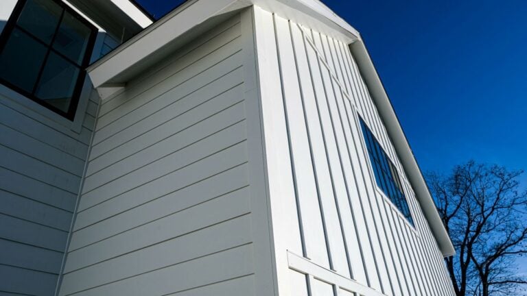 white horizontal and vertical siding