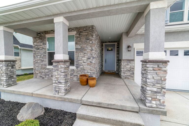stone veneer siding grey and white wall white