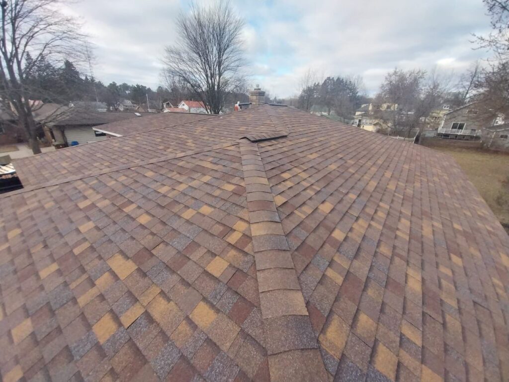 Brown shingles on a roof