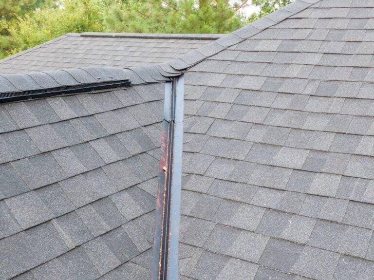 roof valley leak metallic damaged