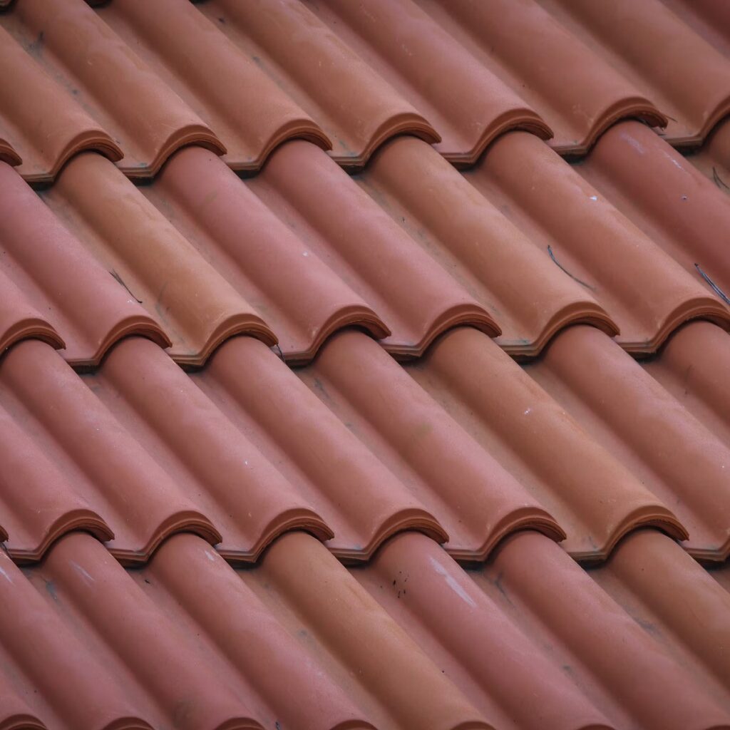 Close-up of terracotta roof tiles for a reputable roofing company in La Grange Park, IL