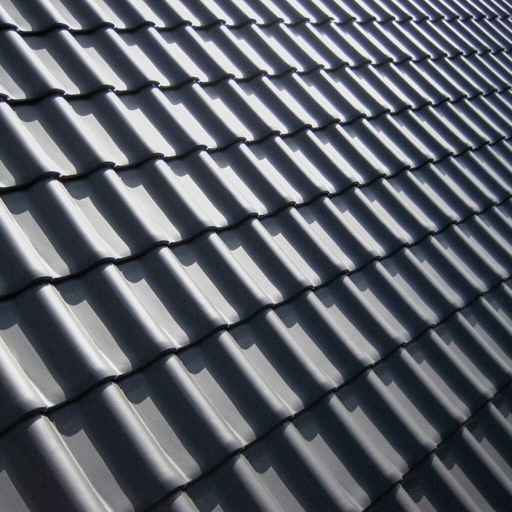 Close-up of gray roofing tiles for a roofing company near me